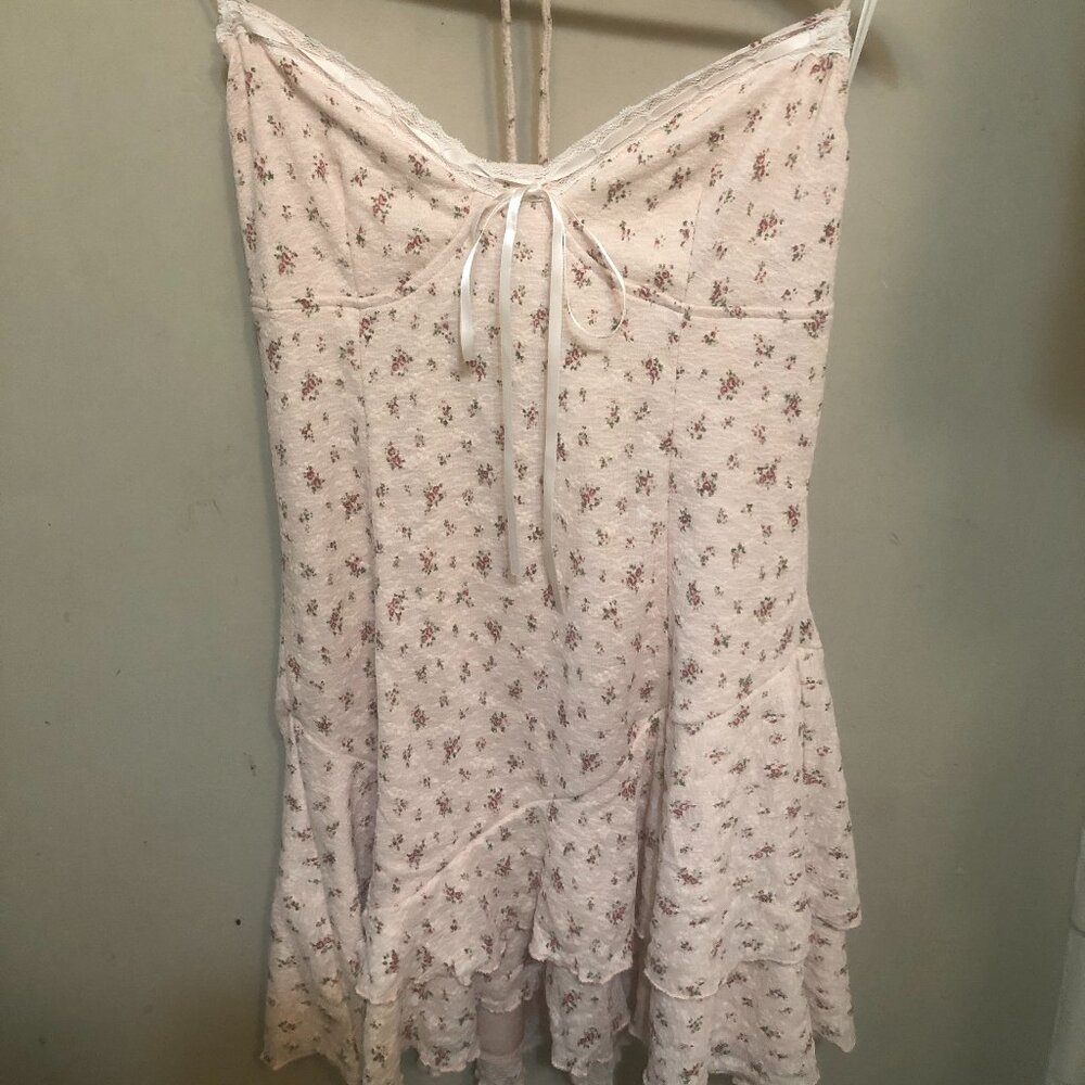 Pink Floral Mini Dress Femini Size L Bear Dance - Picture 2 of 13